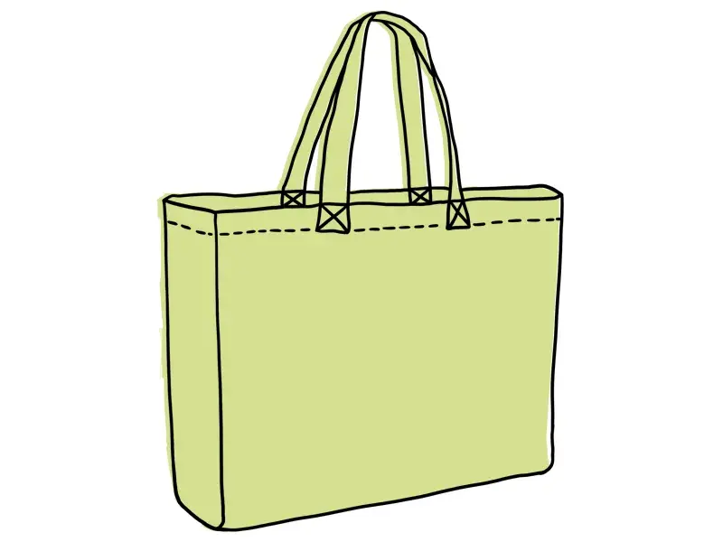 底マチとサイドマチ付きトートバッグ