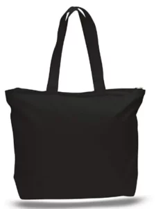 Schwarze Segeltuchtasche mit Reissverschluss
