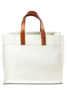 Tote Tasche aus Canvas mit Ledergriffen