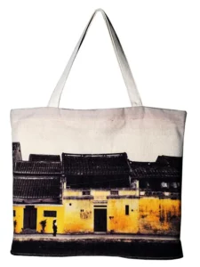 Toteväska i canvas med foto