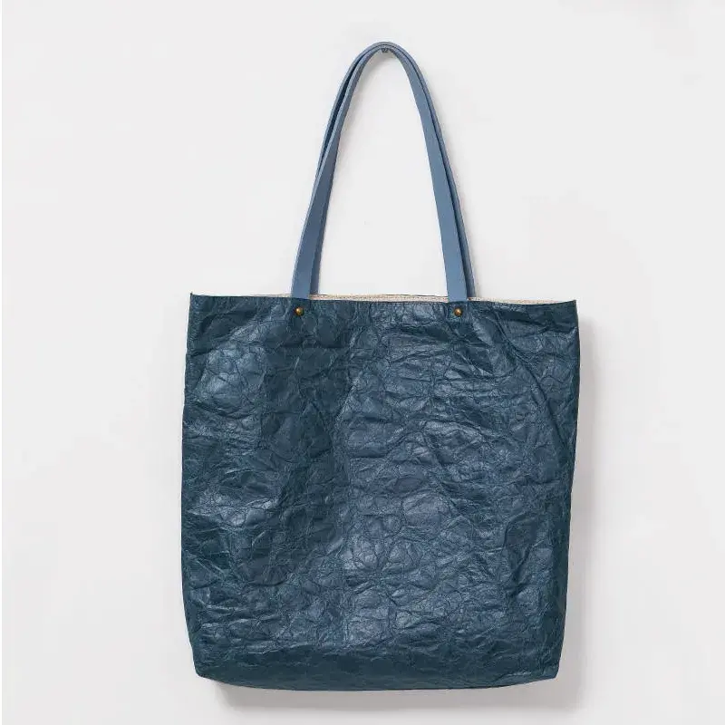 Saco de mercearia Tyvek azul escuro com pegas a condizer