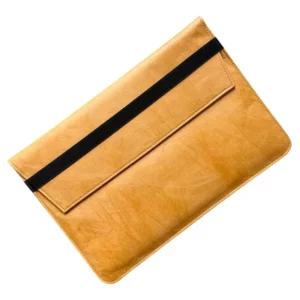 Capa Tyvek minimalista para computador portátil com fecho de tira elástica preta