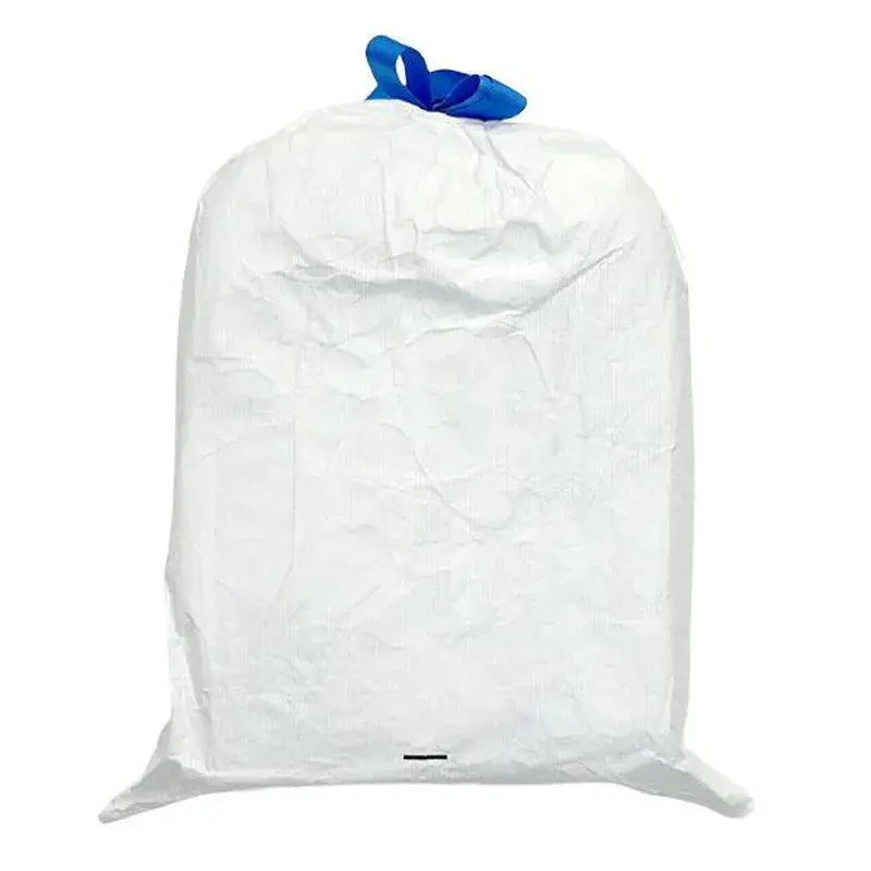 Saco de lavandaria Tyvek branco com fecho de cordão azul