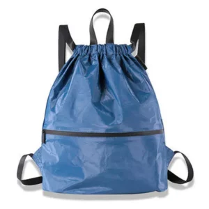 Mochila com cordão de papel Tyvek azul para desporto, ginásio e corrida