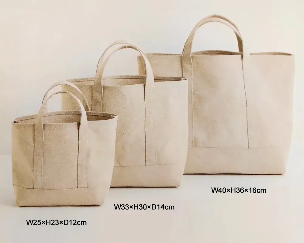 Comparaison des tailles : Petits, moyens et grands sacs en toile